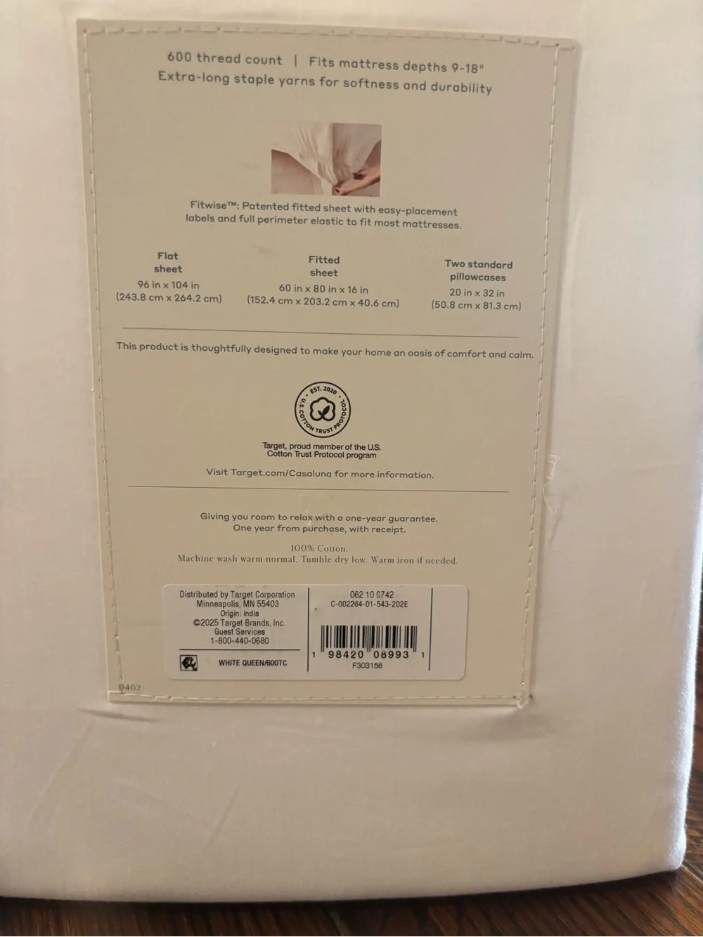 Queen 600 Thread Count Sateen Sheet Set White - Casaluna™